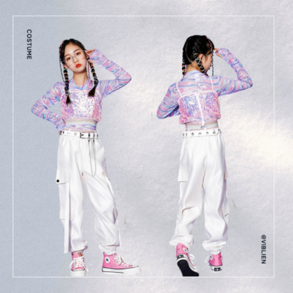 キラキラトップス×ホワイトパンツ コーデセット