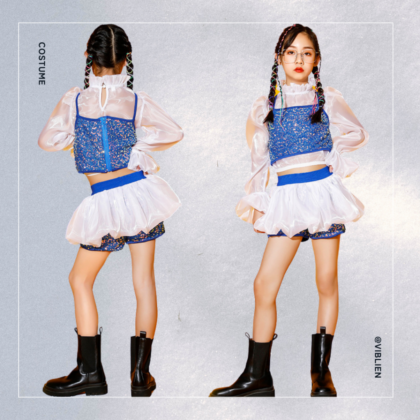 ブルースパンコール×シースルーフリル ダンスコスチューム