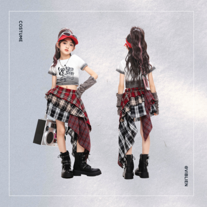 チェック柄スカート×Tシャツ コスチュームセット