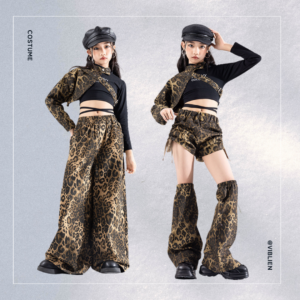 レオパード柄×ブラックトップス ダンスコスチュームセット