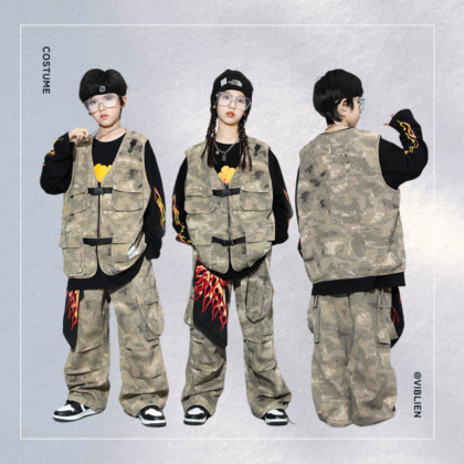 迷彩×炎デザイン ストリート系ダンスコスチューム
