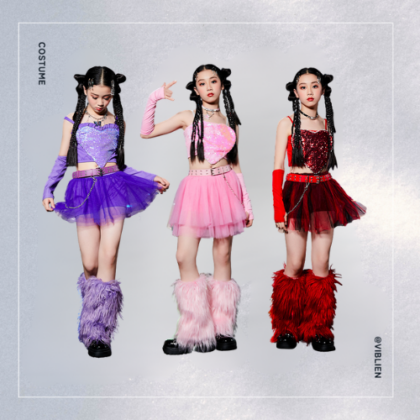 スパンコール × チュールガールズセット（パープル／ピンク／レッド）