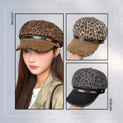 【販売商品】オパード柄キャスケット帽子
